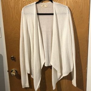 White knit open front cardigan